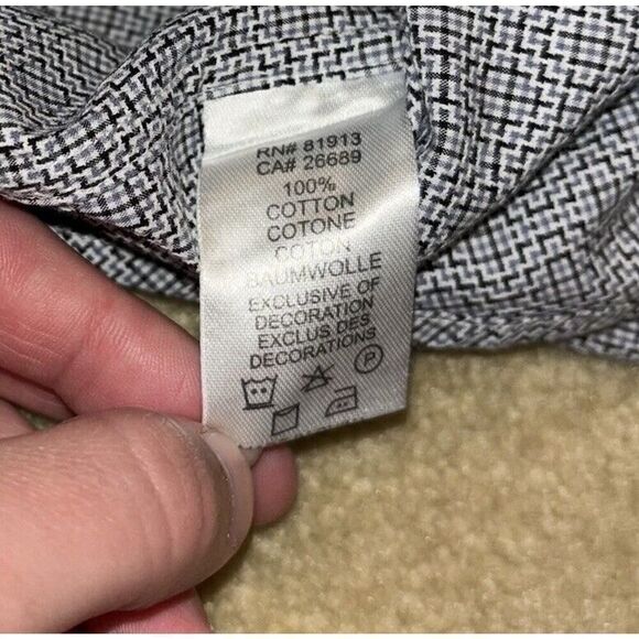 Robert Graham Houndstooth Plaid Button Down Shirt Grey White Black Size 46/18 - Picture 7 of 8